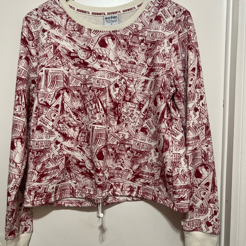 Harry Potter Hogwarts Sketch Cinch Waist SweatShirt Size M. - Picture 4 of 7